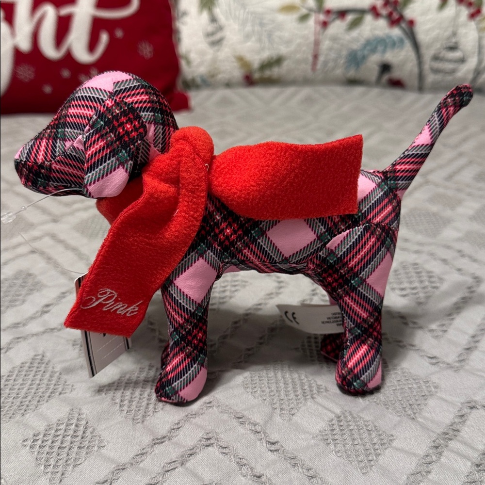 PINK Victoria Secret plaid plush dog